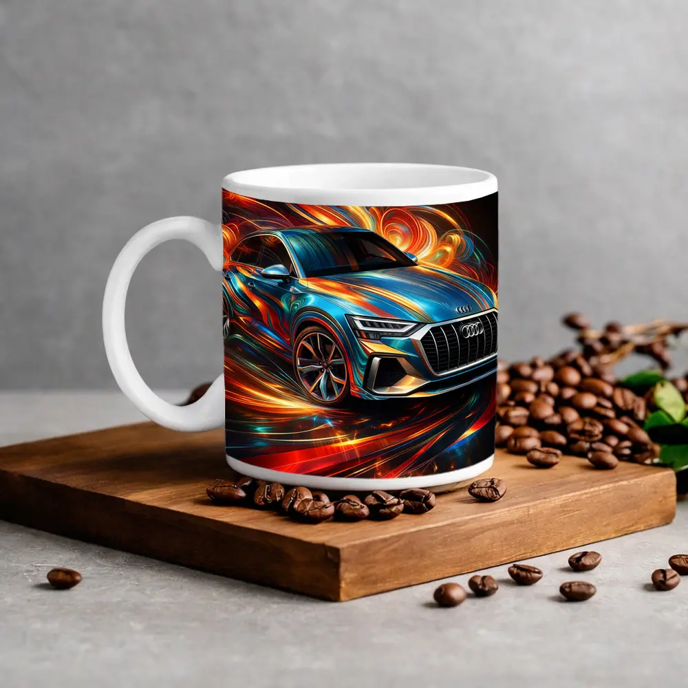 Audi Q8 Dynamic Abstract Swirling Flames Art – Mugs
