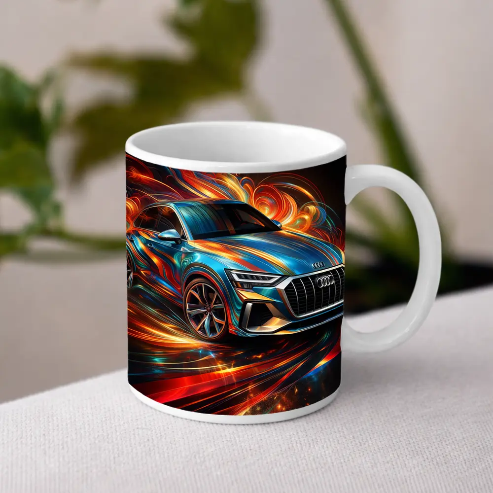 Audi Q8 Dynamic Abstract Swirling Flames Art – Mugs