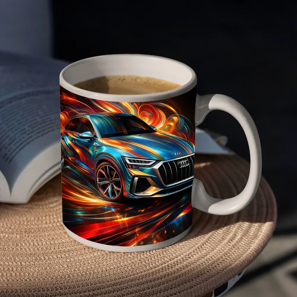 Audi Q8 Dynamic Abstract Swirling Flames Art – Mugs