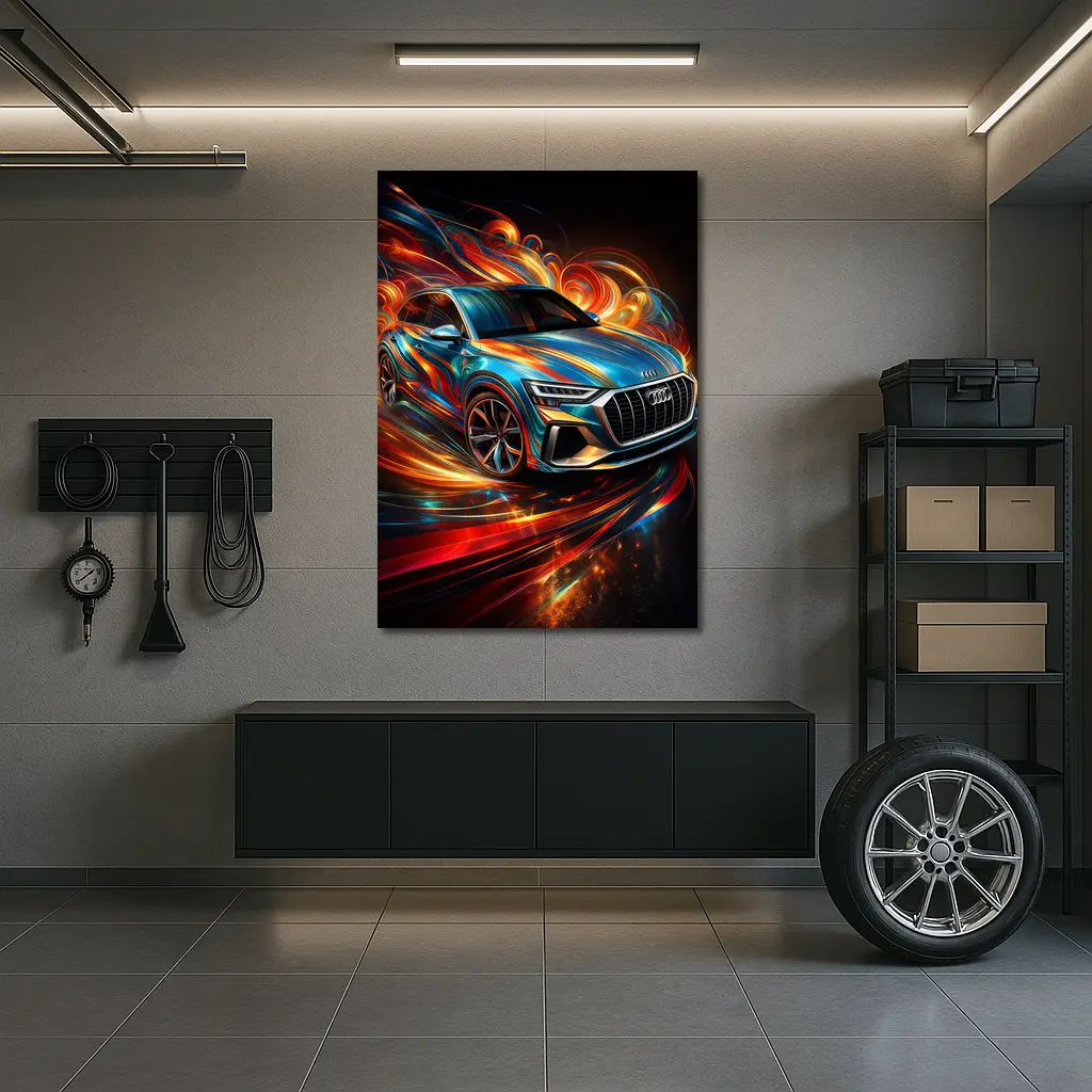 Audi Q8 Dynamic Abstract Swirling Flames Art – Wall Art