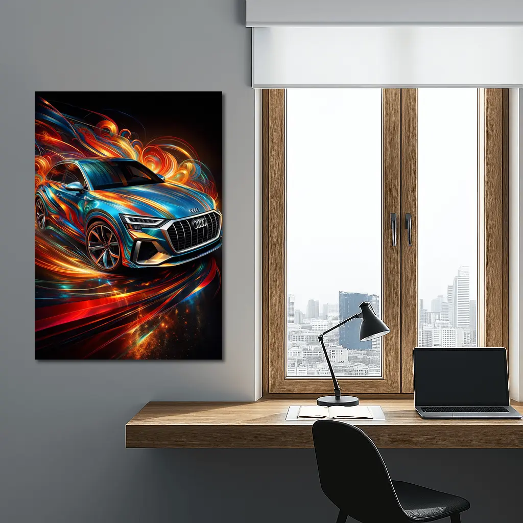 Audi Q8 Dynamic Abstract Swirling Flames Art – Wall Art