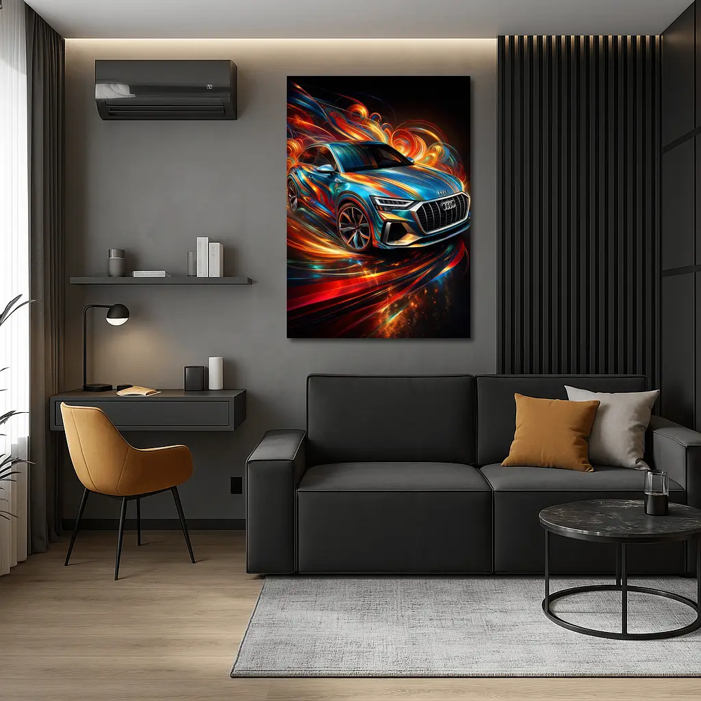 Audi Q8 Dynamic Abstract Swirling Flames Art – Wall Art