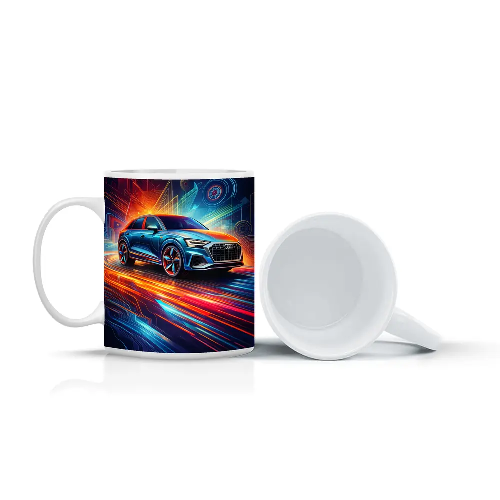 Audi Q8 Neon Abstract Digital Art – Mugs