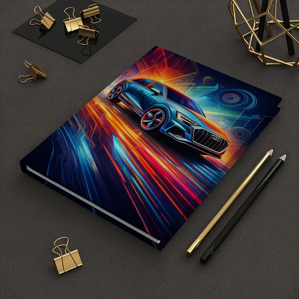 Audi Q8 Neon Abstract Digital Art – Notebooks