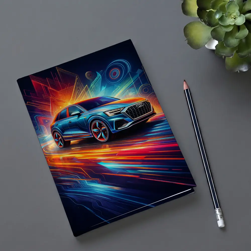 Audi Q8 Neon Abstract Digital Art – Notebooks