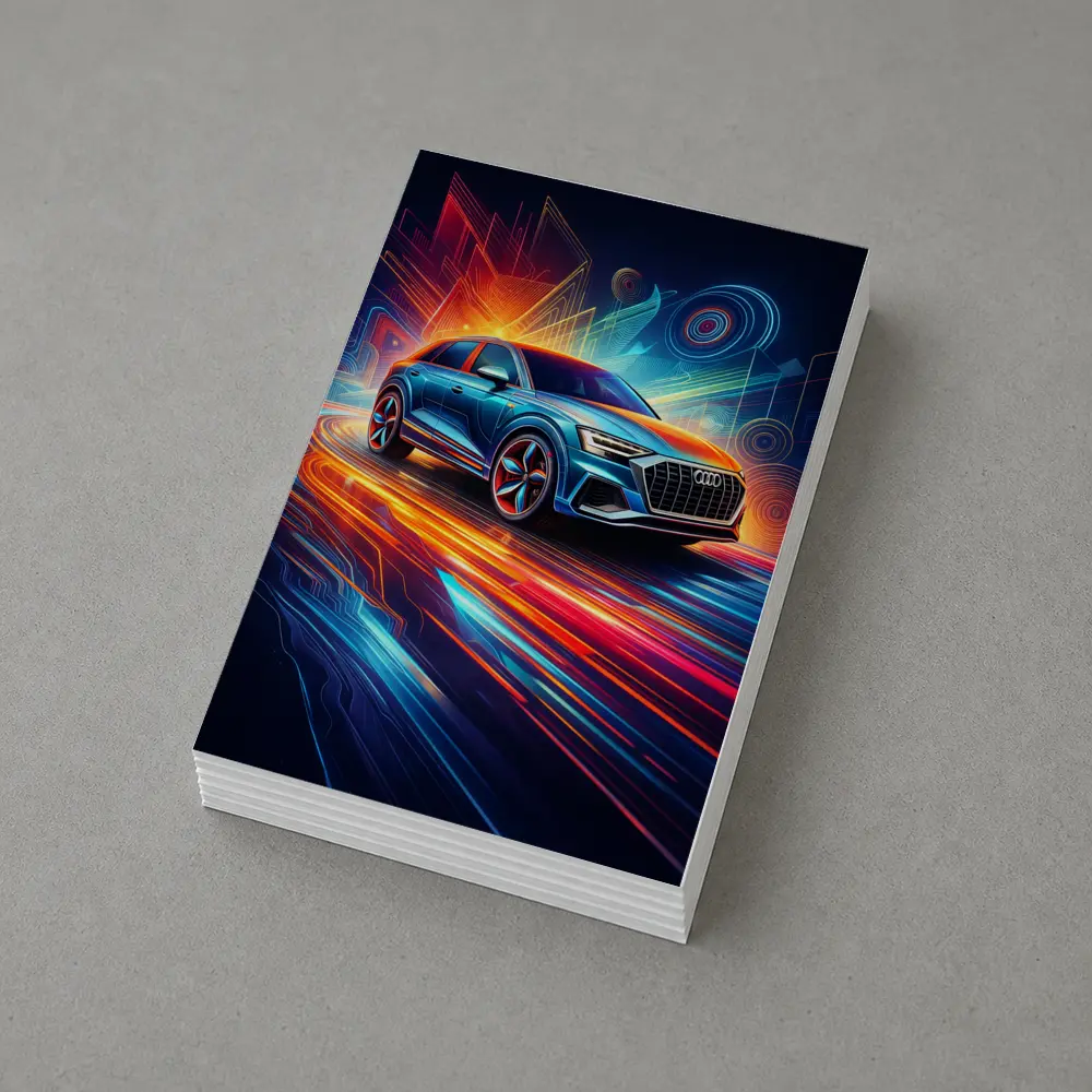 Audi Q8 Neon Abstract Digital Art – Postcards