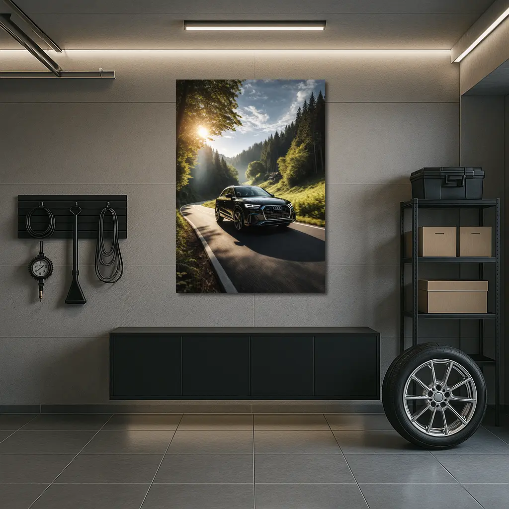 Audi Q3 Black SUV Forest Road Drive – Wall Art