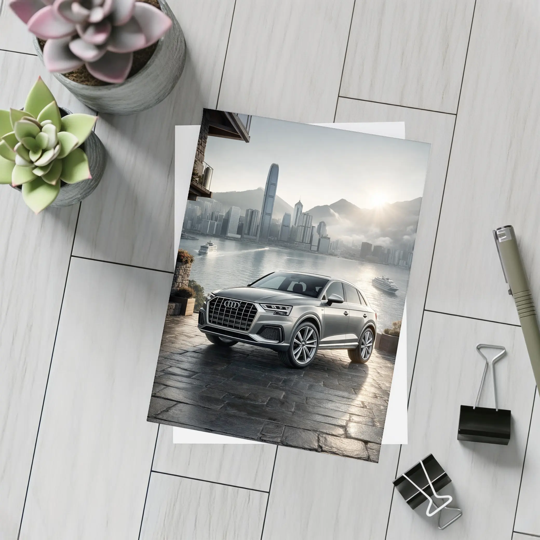 Audi Q7 SUV Hong Kong City Skyline – Postcards