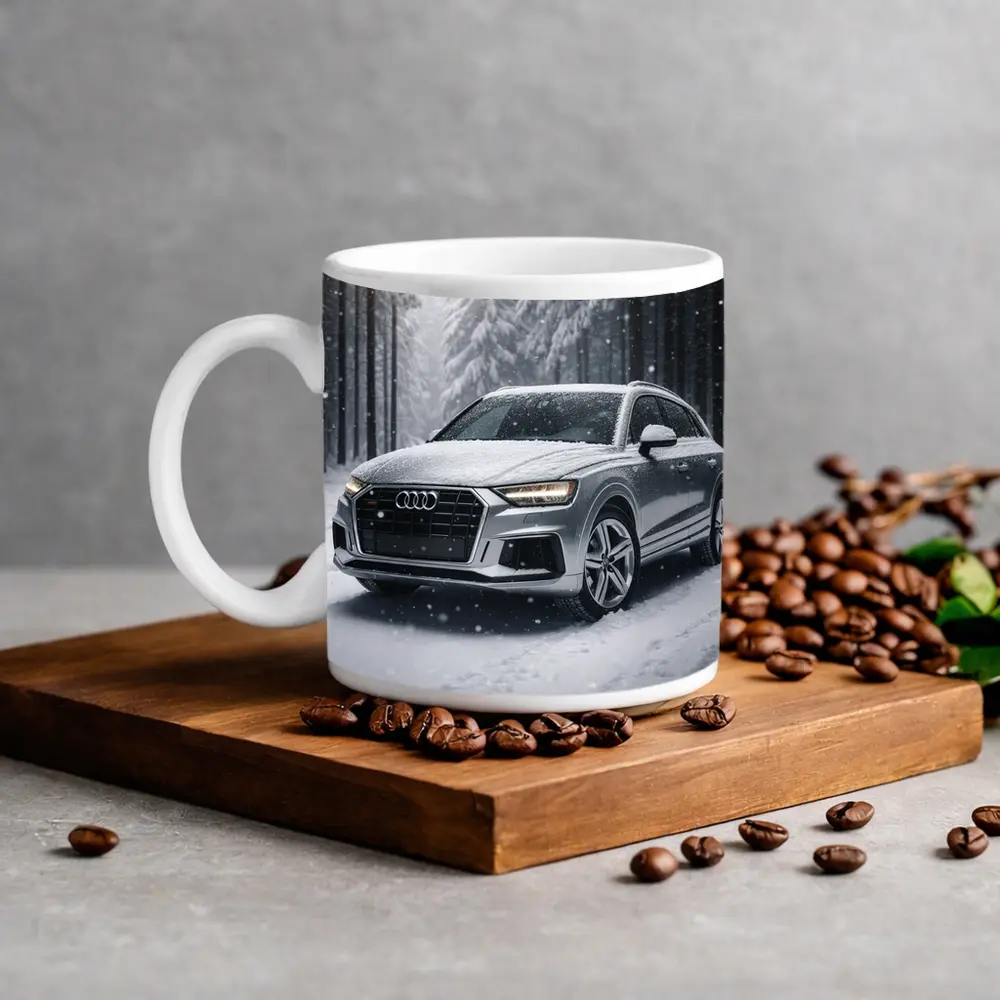 Audi Q7 Silver SUV Snowy Forest – Mugs