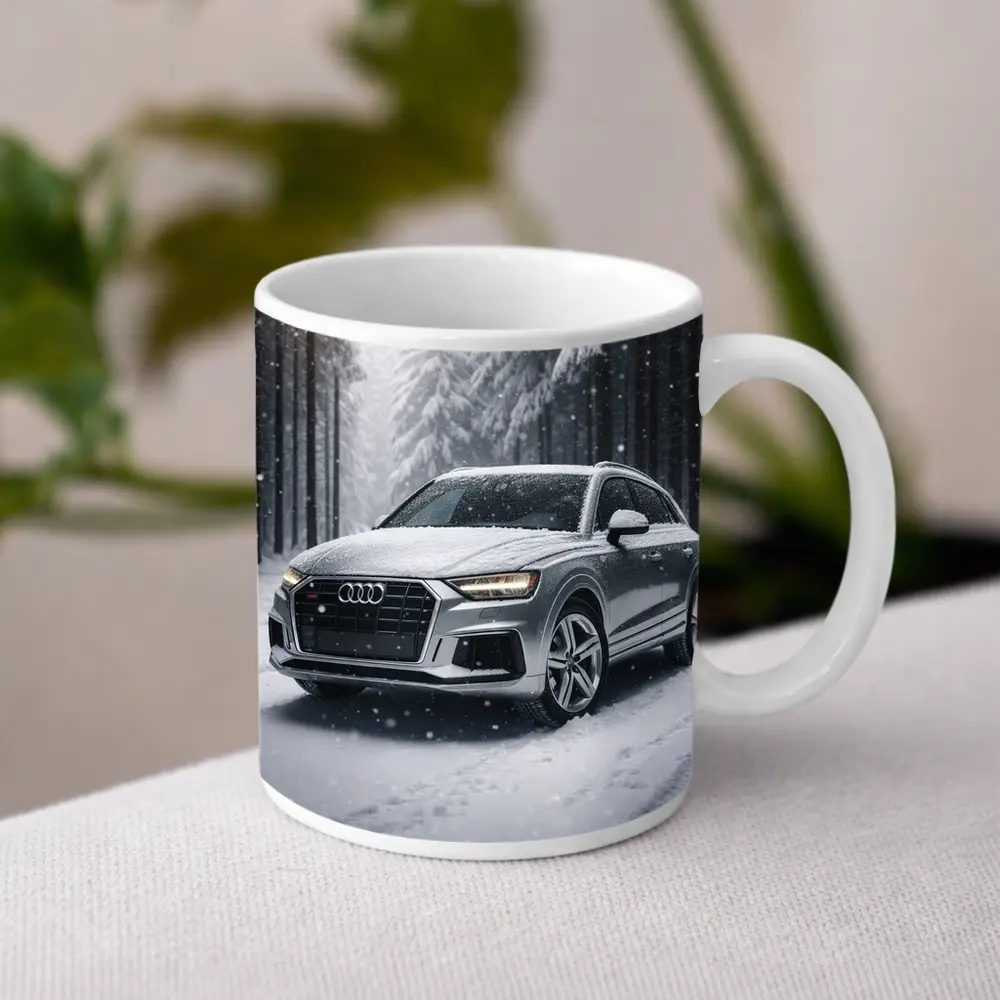Audi Q7 Silver SUV Snowy Forest – Mugs