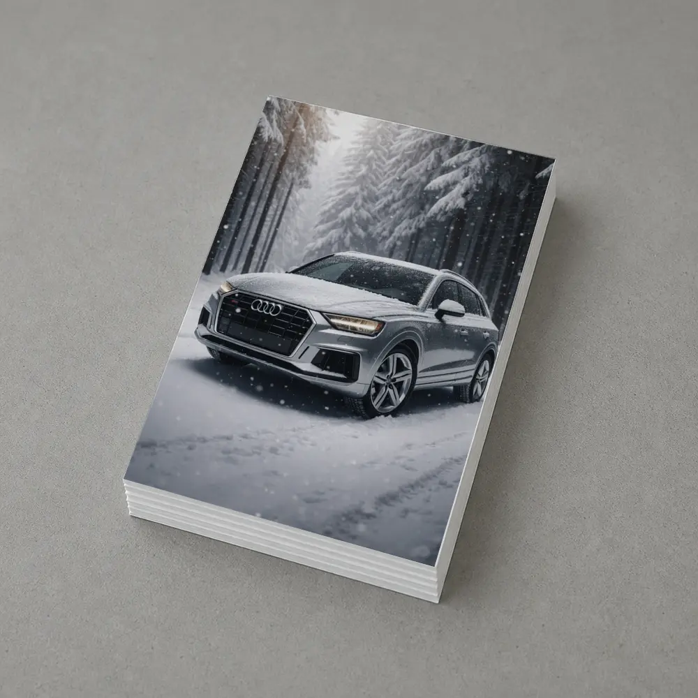 Audi Q7 Silver SUV Snowy Forest – Postcards