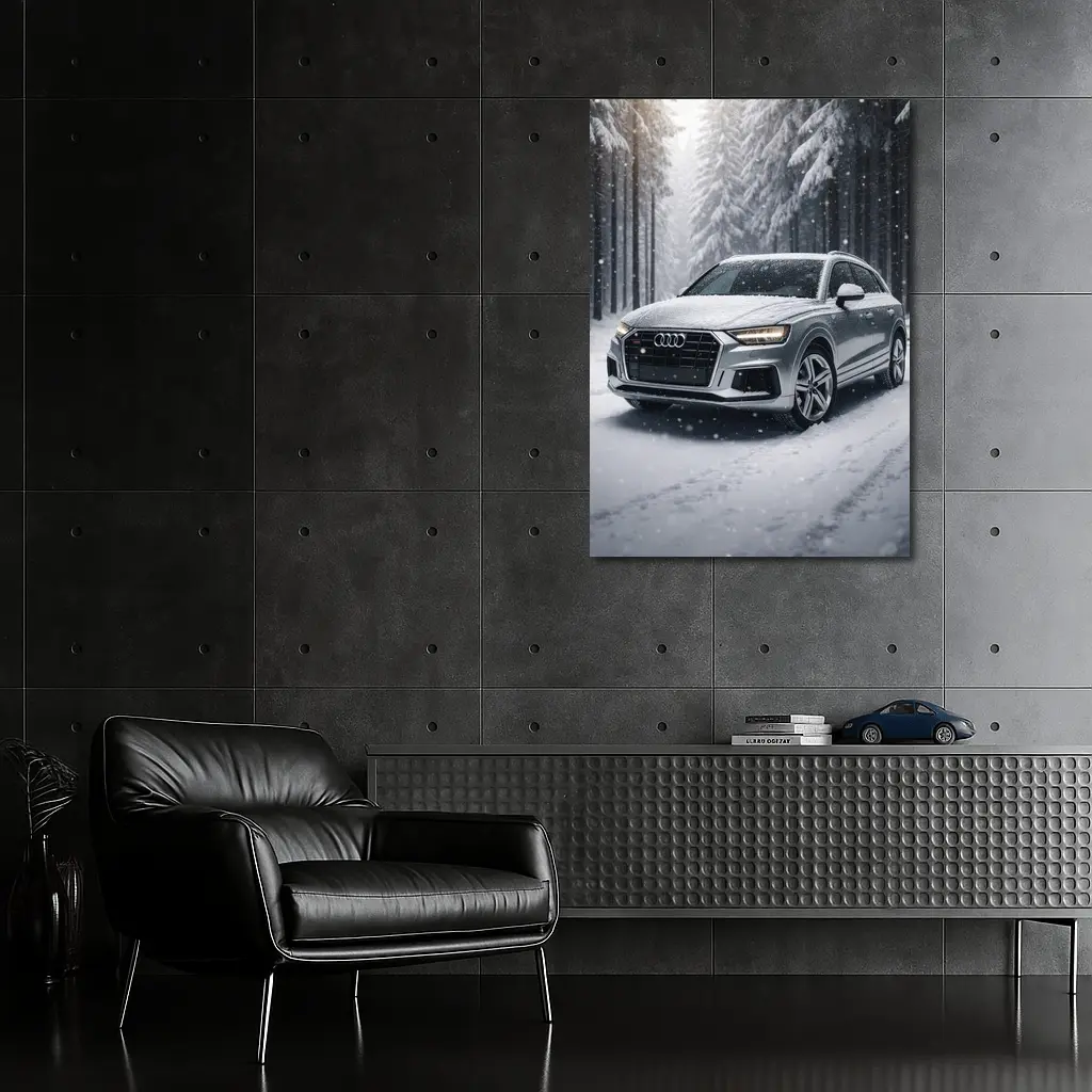 Audi Q7 Silver SUV Snowy Forest – Wall Art
