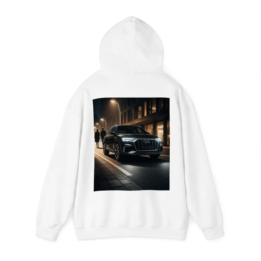Audi Q3 Black SUV Night City Street – Hoodies