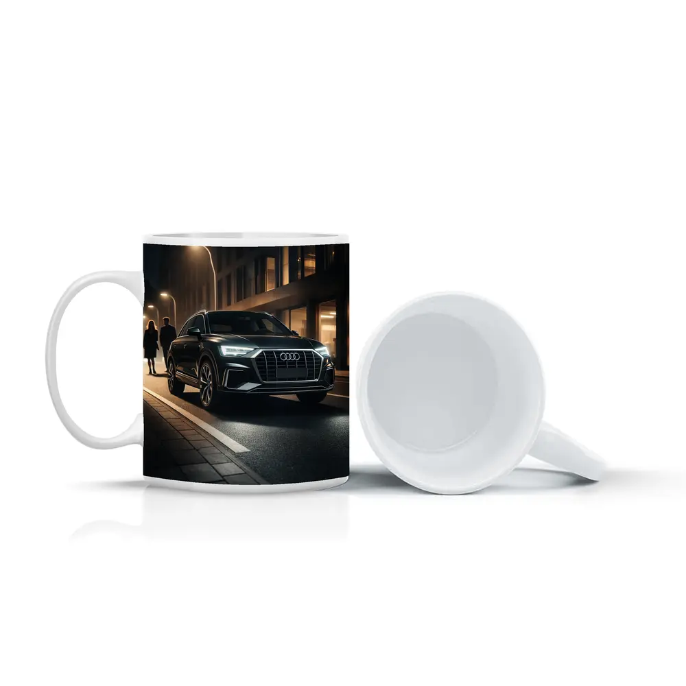 Audi Q3 Black SUV Night City Street – Mugs