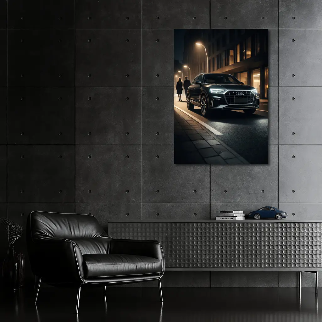 Audi Q3 Black SUV Night City Street – Wall Art