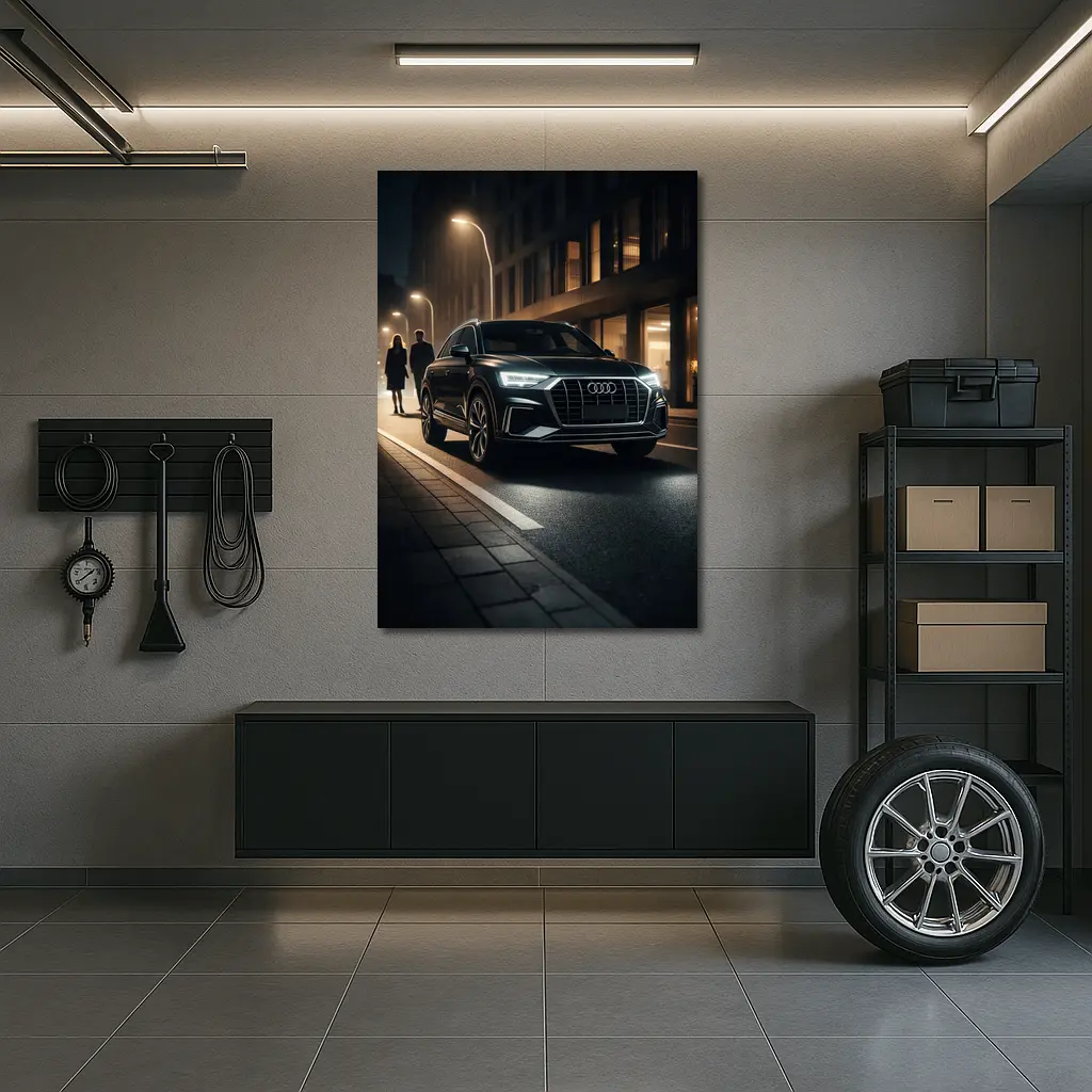 Audi Q3 Black SUV Night City Street – Wall Art