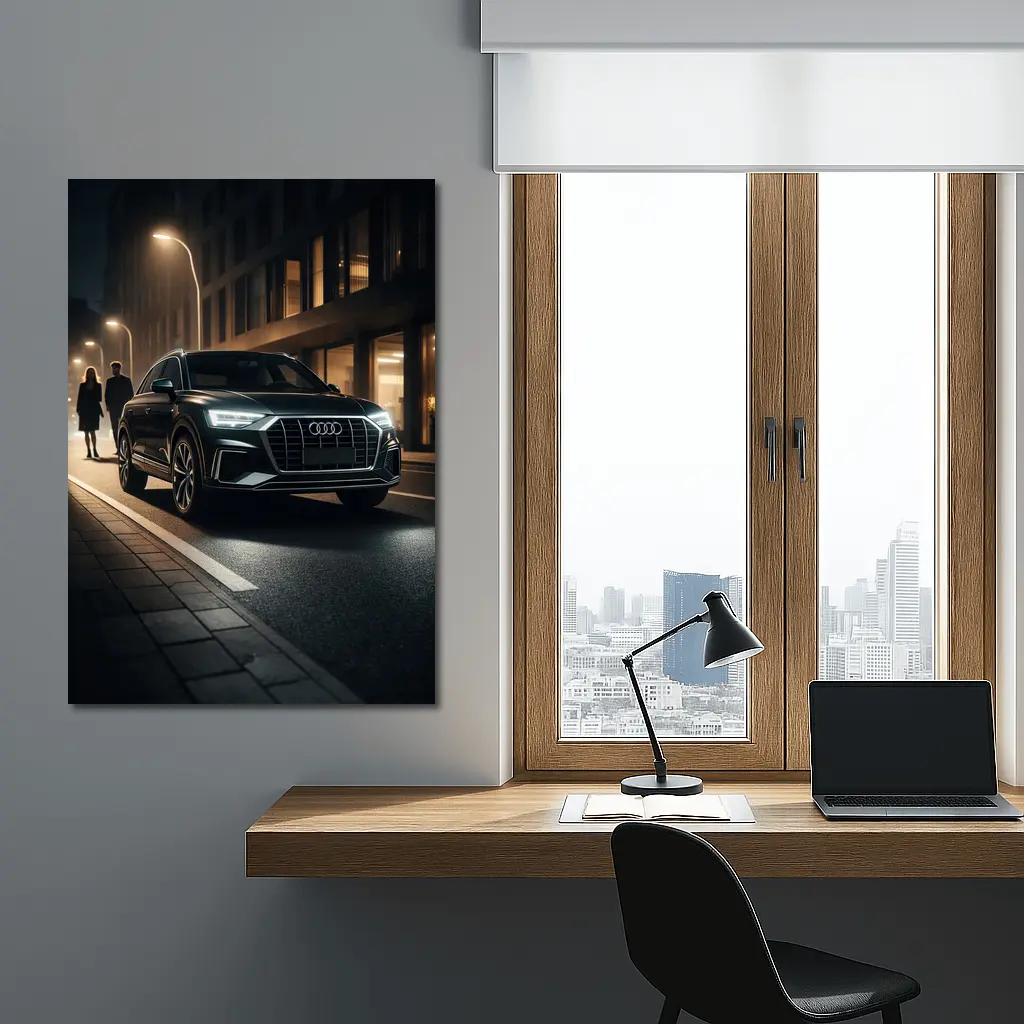 Audi Q3 Black SUV Night City Street – Wall Art