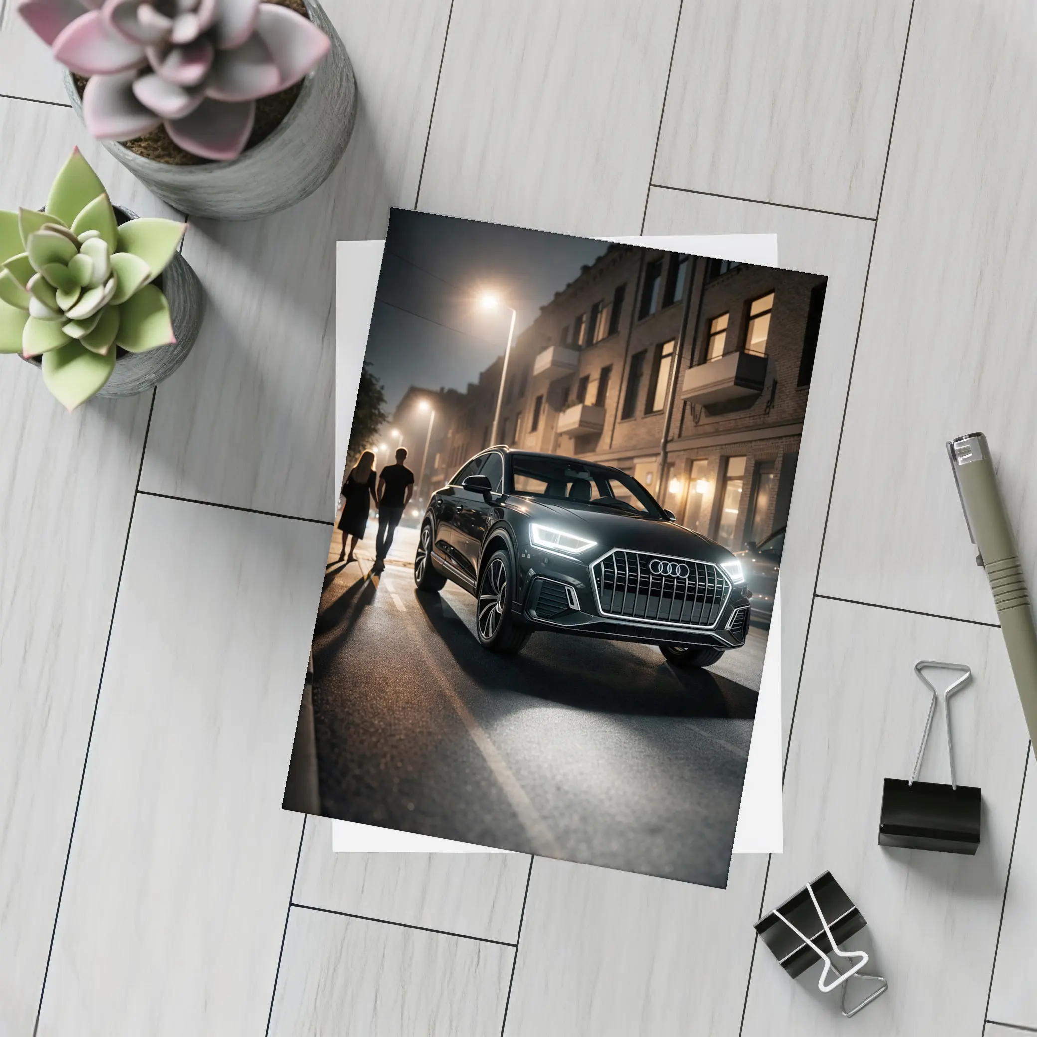Audi Q3 Dark City Street Night Scene – Postcards