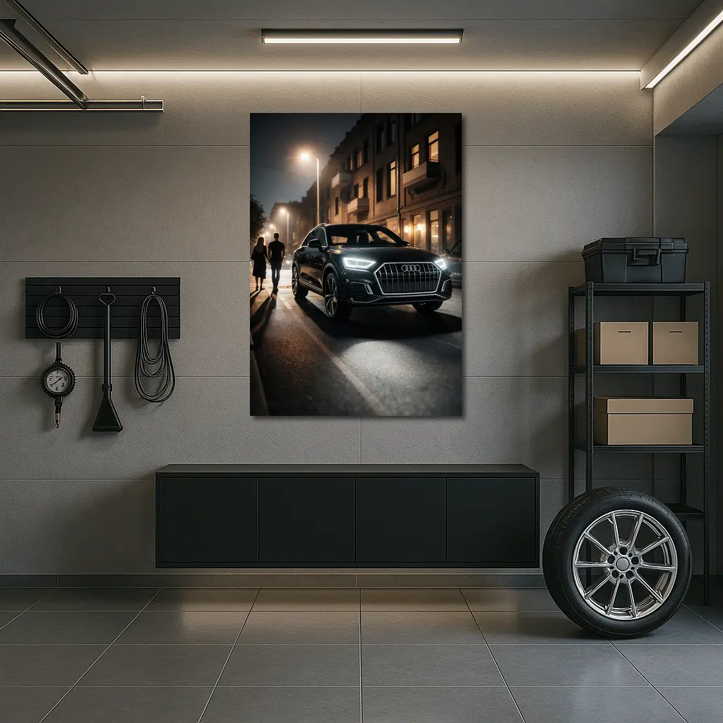 Audi Q3 Dark City Street Night Scene – Wall Art