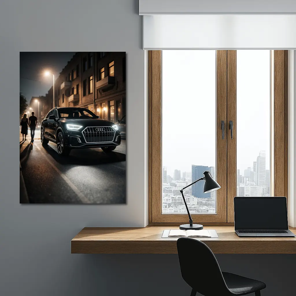 Audi Q3 Dark City Street Night Scene – Wall Art