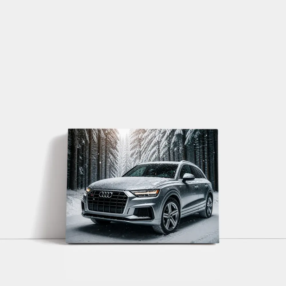 Audi Q7 Silver SUV Snowy Forest – Wall Art