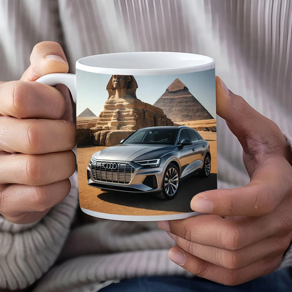 Audi Q8 Silver SUV Egypt Pyramids – Mugs