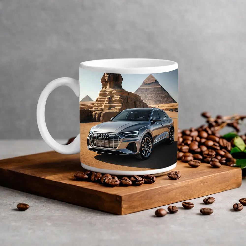 Audi Q8 Silver SUV Egypt Pyramids – Mugs