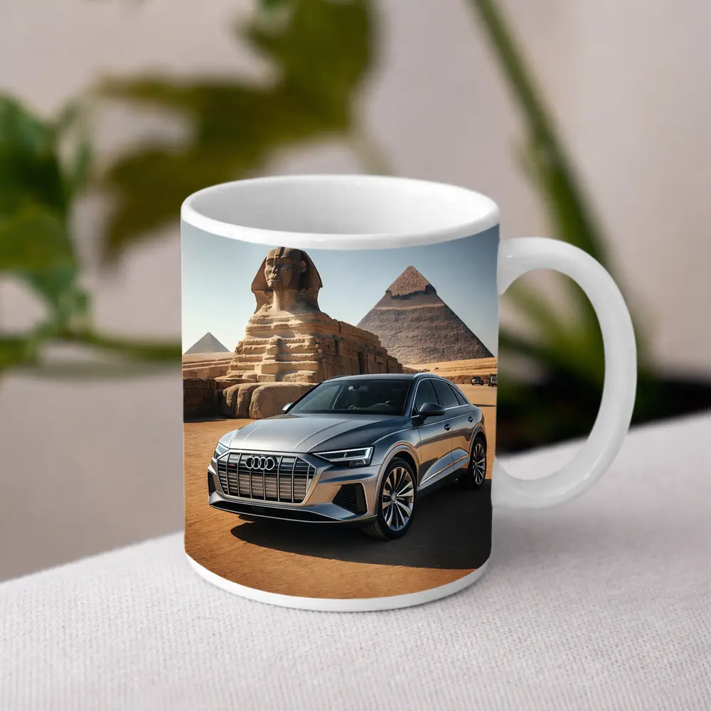 Audi Q8 Silver SUV Egypt Pyramids – Mugs