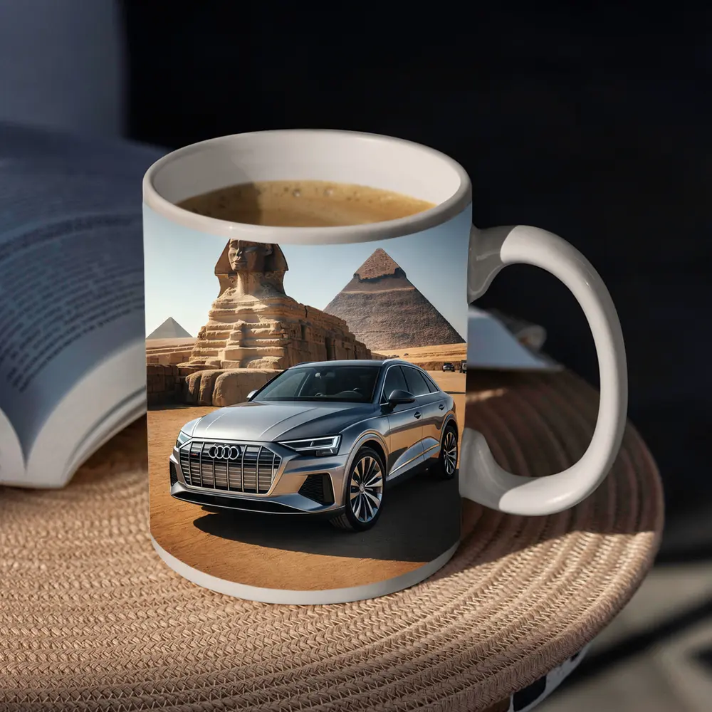 Audi Q8 Silver SUV Egypt Pyramids – Mugs