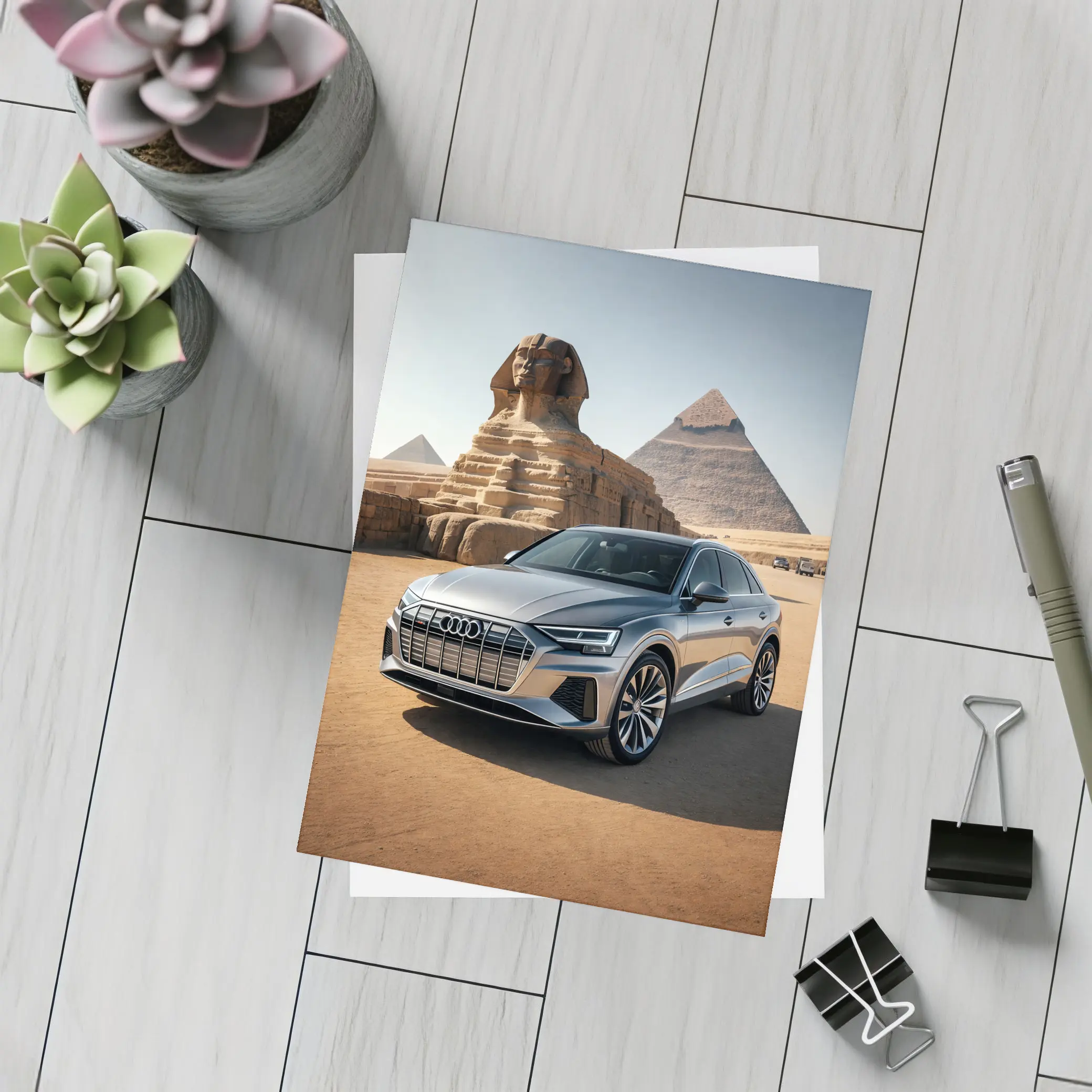 Audi Q8 Silver SUV Egypt Pyramids – Postcards