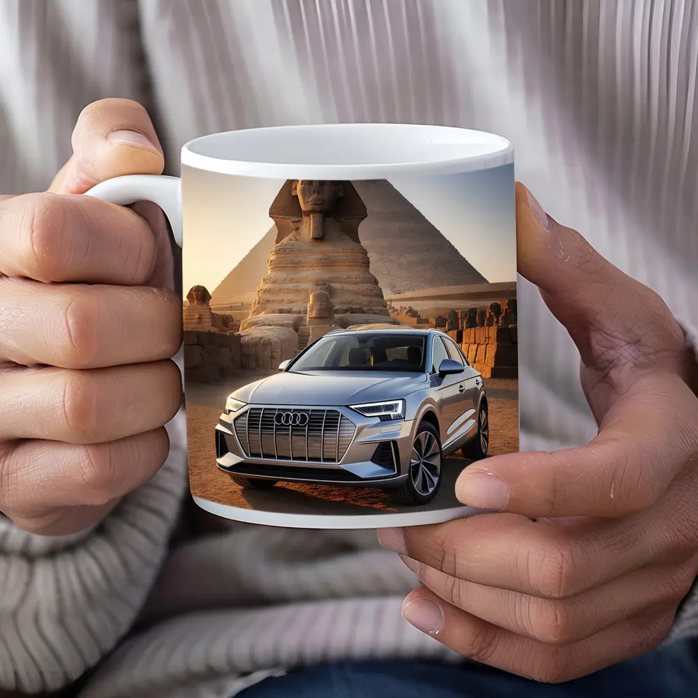 Audi Q8 Silver SUV Egypt Pyramids Sphinx – Mugs