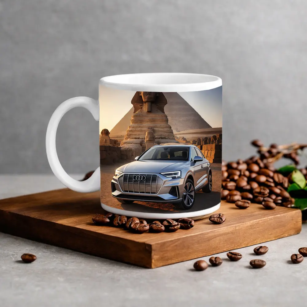Audi Q8 Silver SUV Egypt Pyramids Sphinx – Mugs