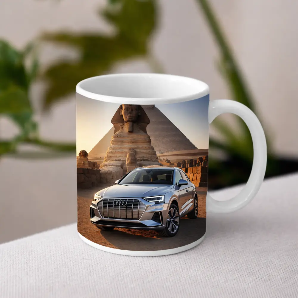 Audi Q8 Silver SUV Egypt Pyramids Sphinx – Mugs