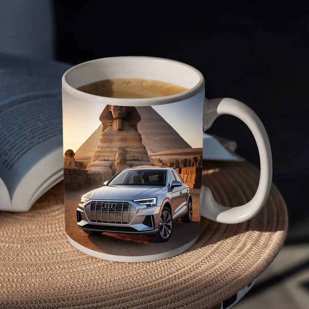 Audi Q8 Silver SUV Egypt Pyramids Sphinx – Mugs