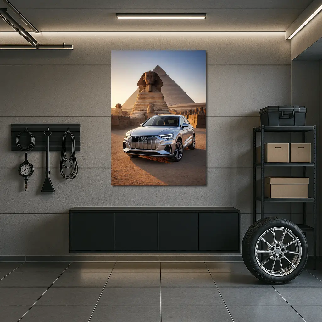 Audi Q8 Silver SUV Egypt Pyramids Sphinx – Wall Art