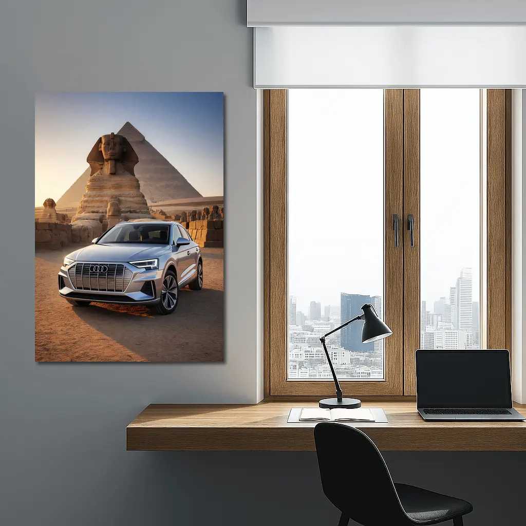 Audi Q8 Silver SUV Egypt Pyramids Sphinx – Wall Art
