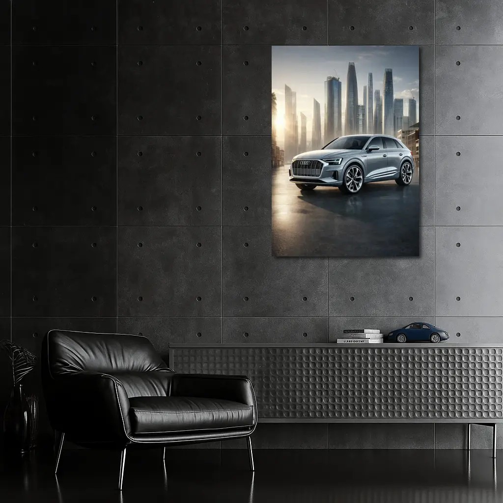 Audi Q8 Silver SUV City Skyline – Wall Art