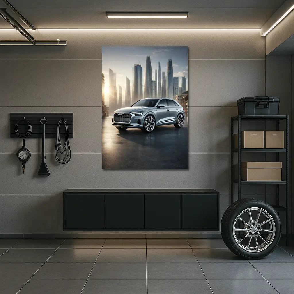 Audi Q8 Silver SUV City Skyline – Wall Art