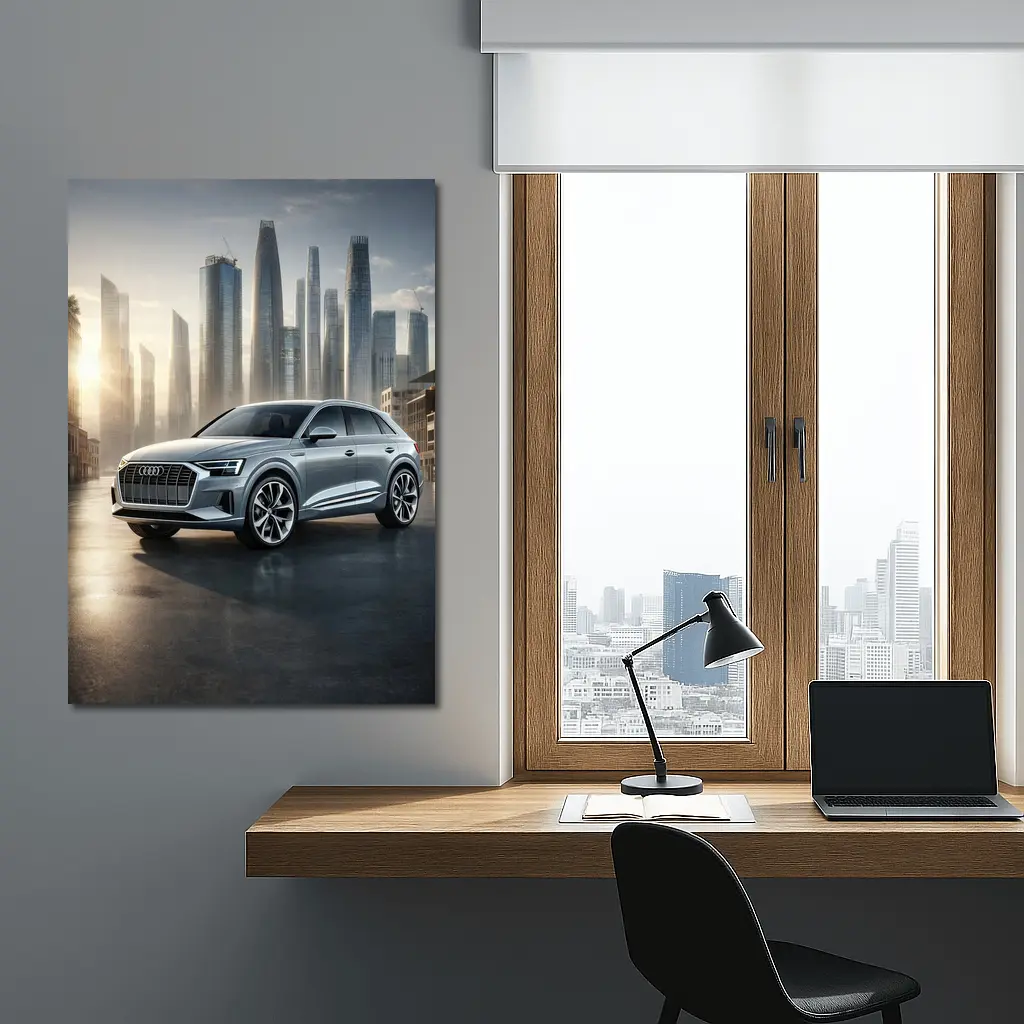Audi Q8 Silver SUV City Skyline – Wall Art