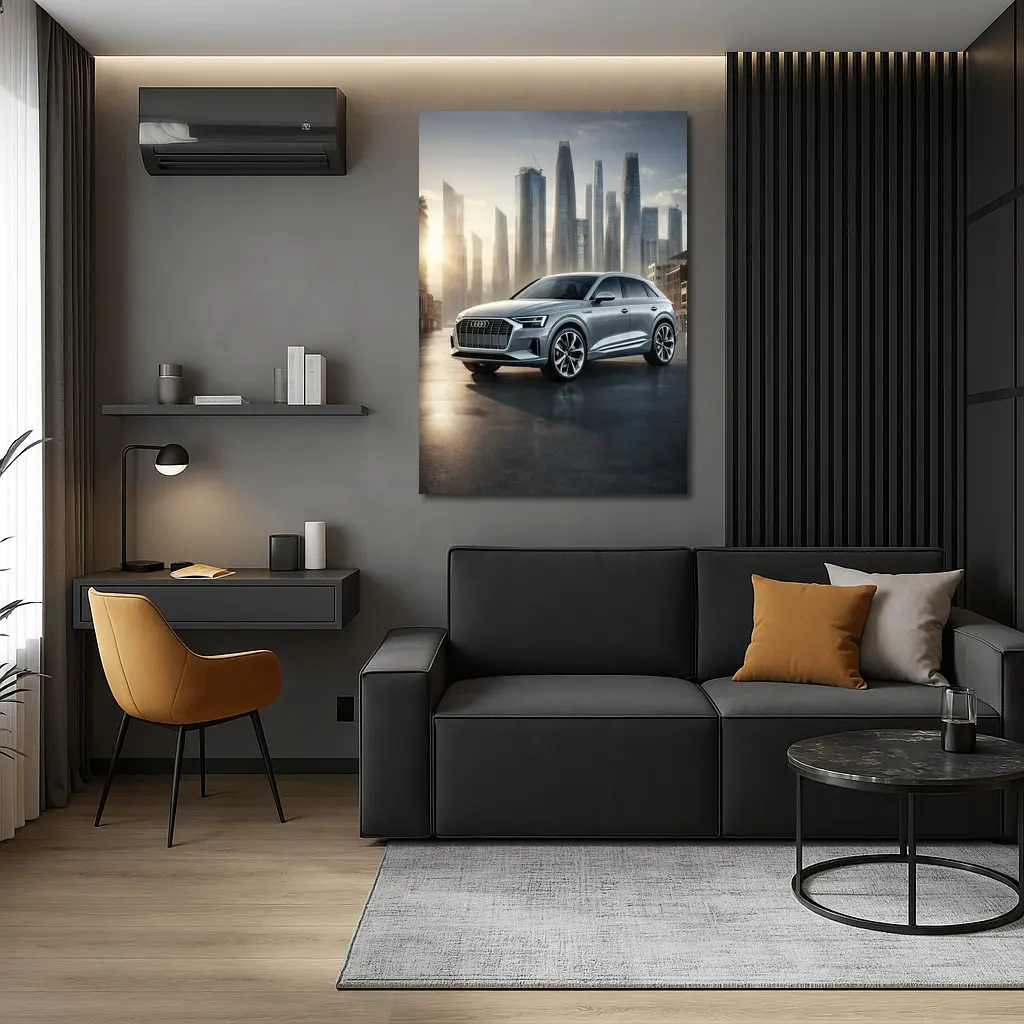 Audi Q8 Silver SUV City Skyline – Wall Art