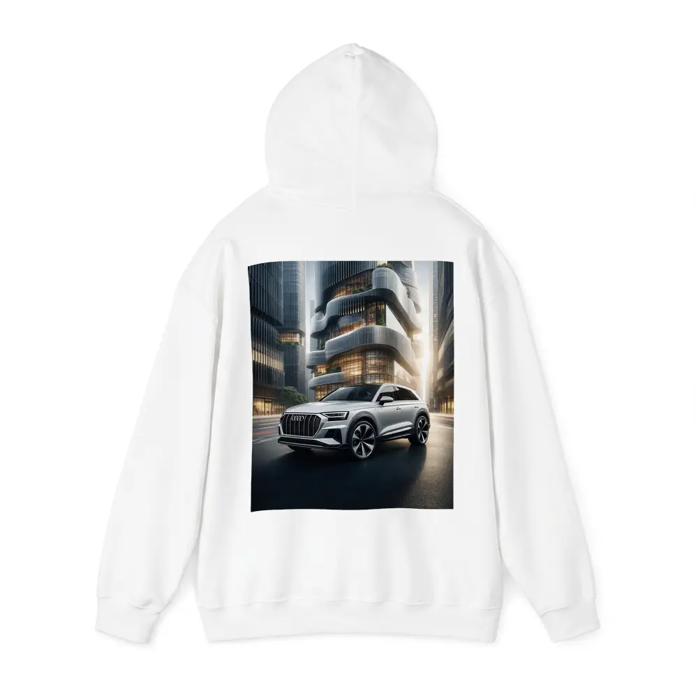 Audi Q8 White SUV Futuristic City – Hoodies