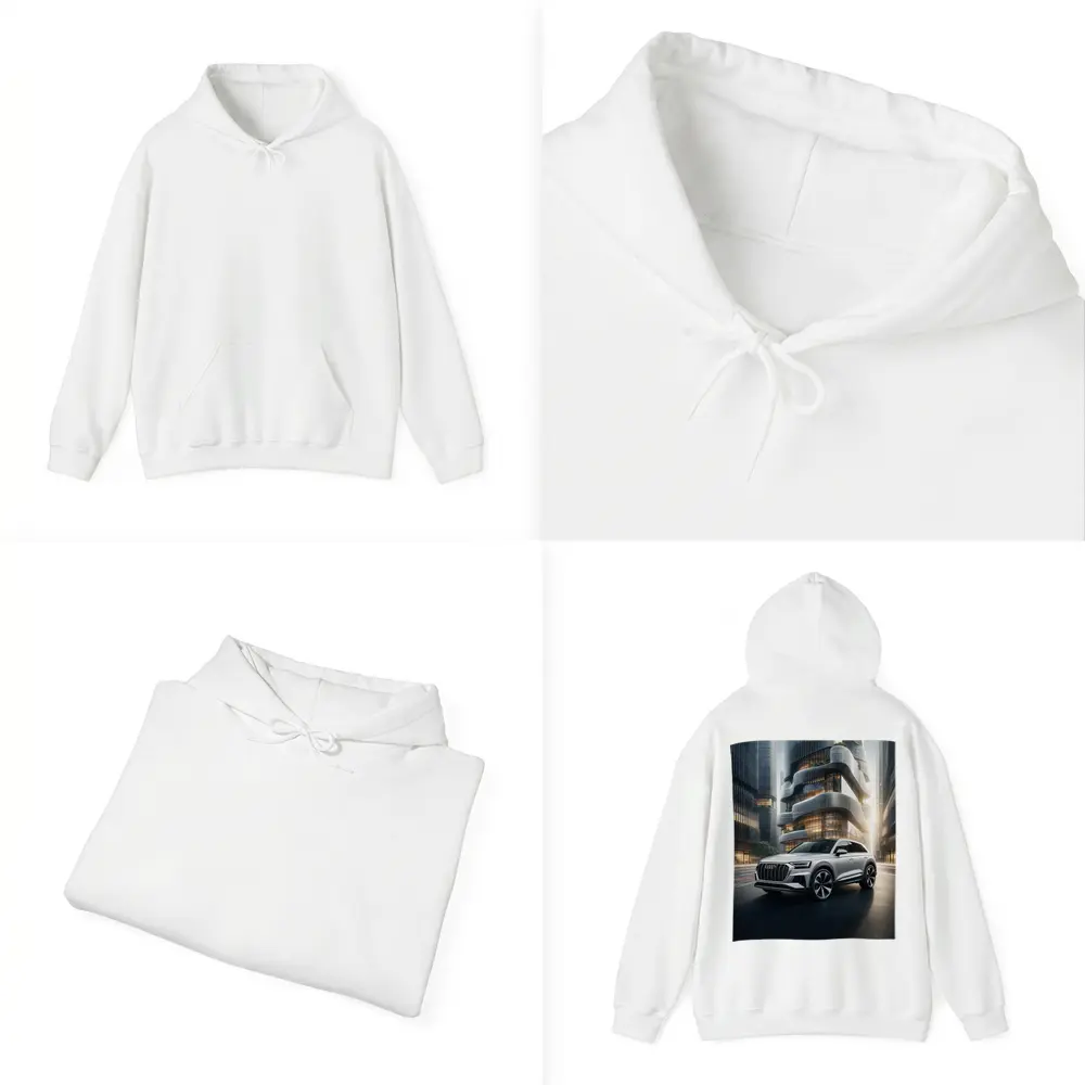 Audi Q8 White SUV Futuristic City – Hoodies