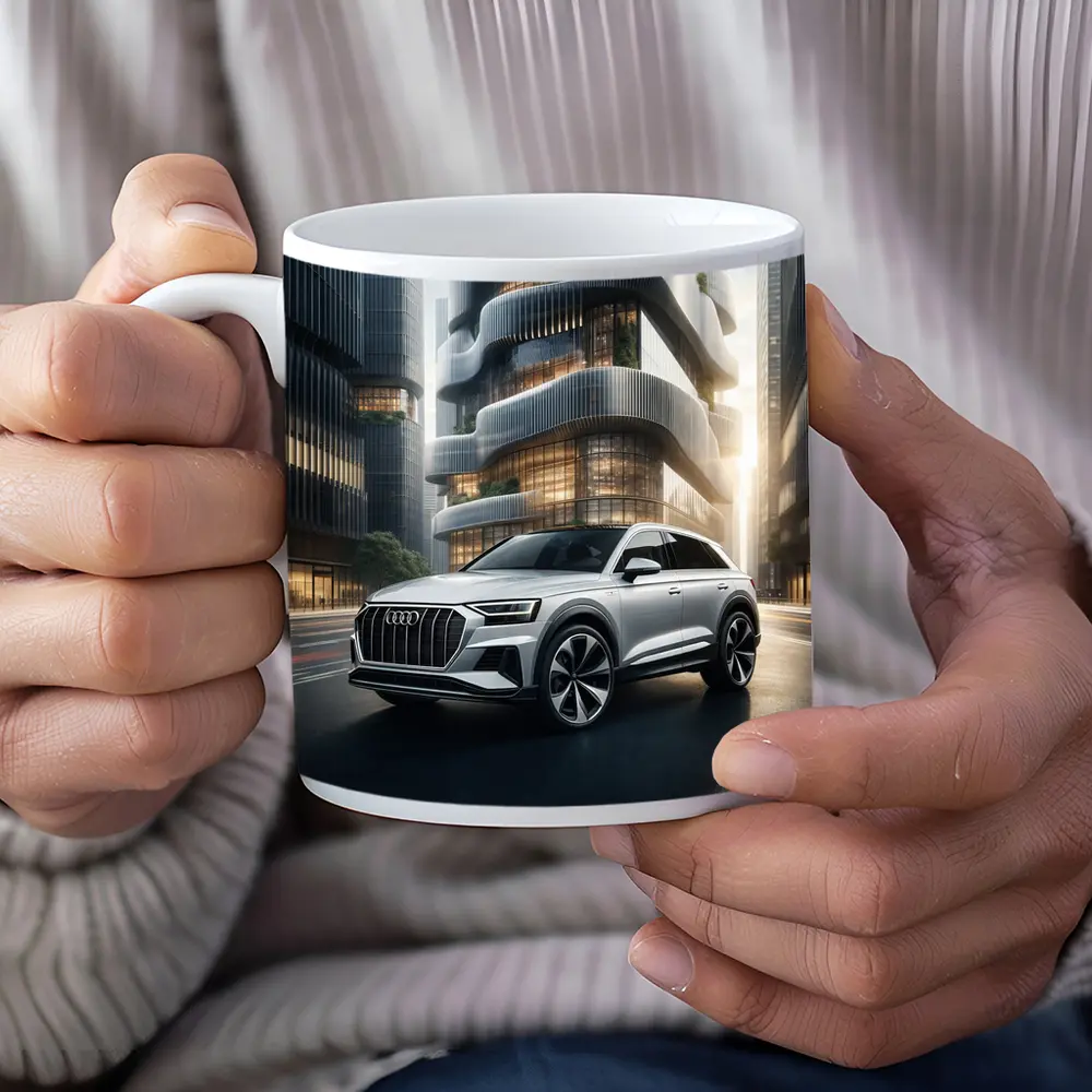 Audi Q8 White SUV Futuristic City – Mugs