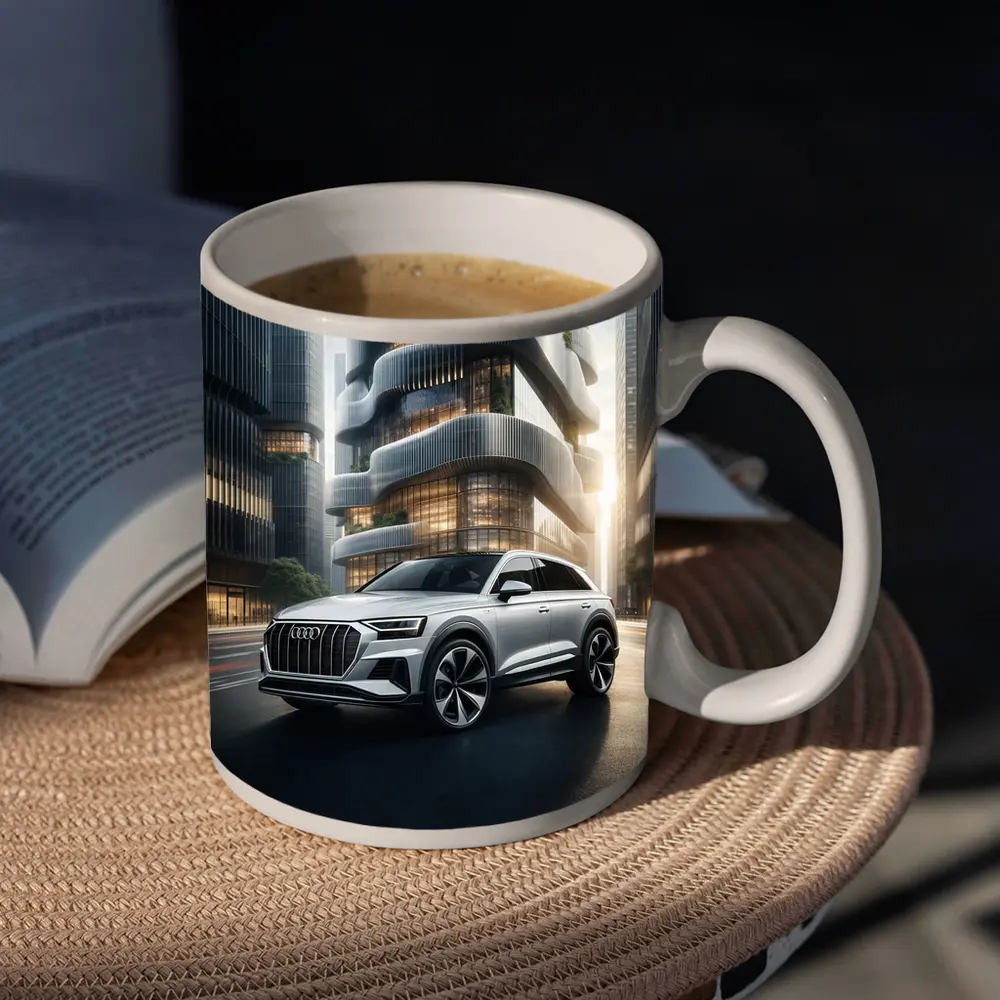 Audi Q8 White SUV Futuristic City – Mugs