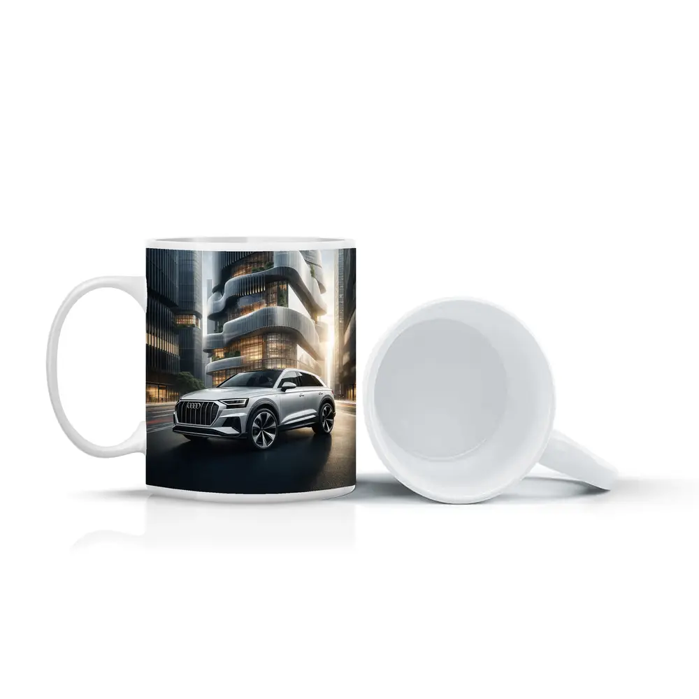 Audi Q8 White SUV Futuristic City – Mugs