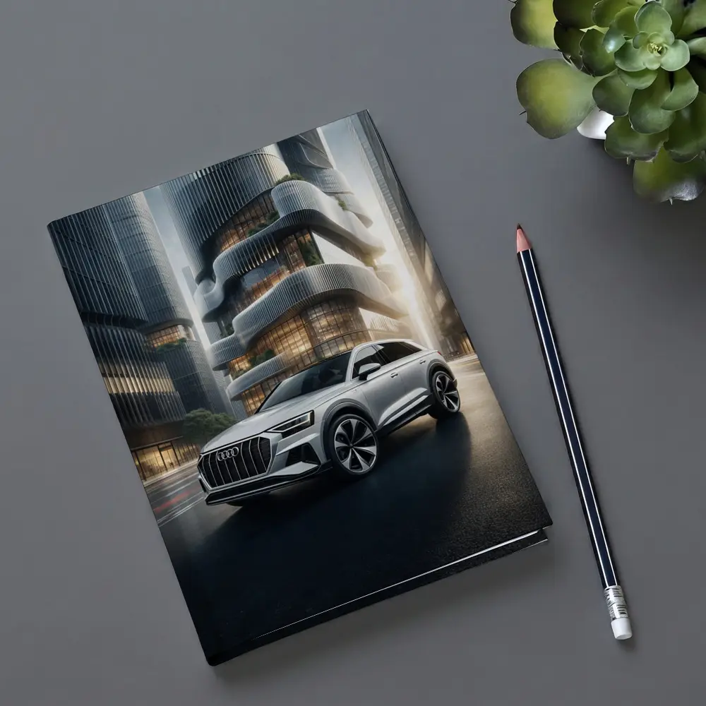 Audi Q8 White SUV Futuristic City – Notebooks