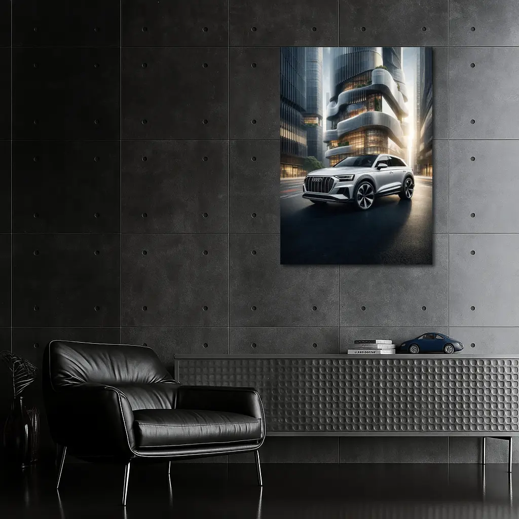 Audi Q8 White SUV Futuristic City – Wall Art