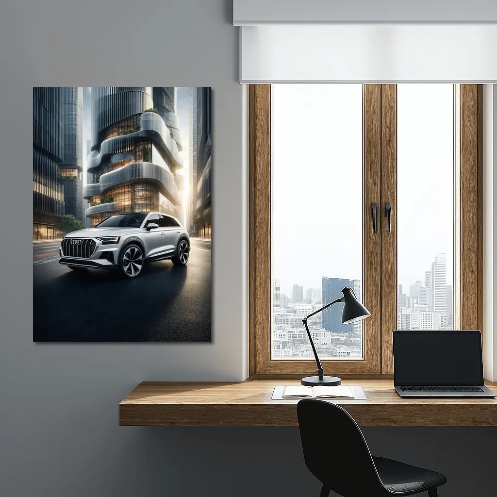 Audi Q8 White SUV Futuristic City – Wall Art