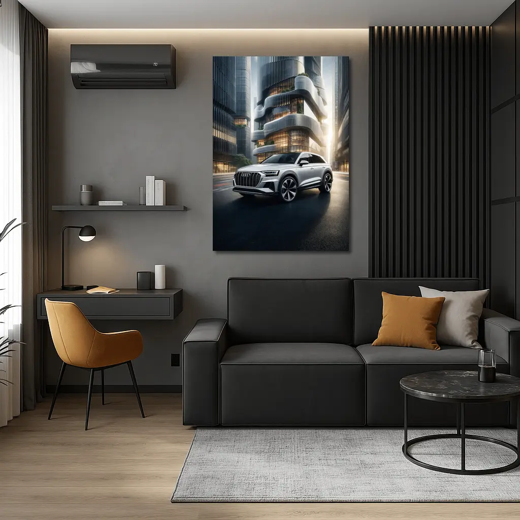 Audi Q8 White SUV Futuristic City – Wall Art