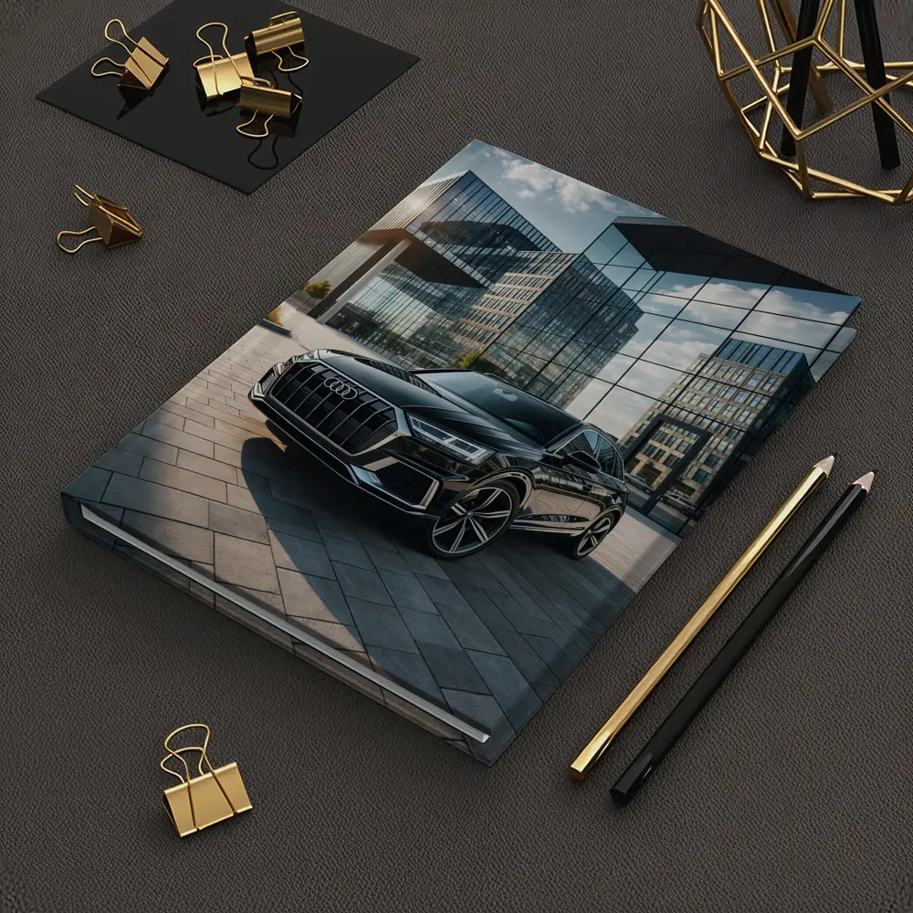 Audi Q8 Black SUV Modern Glass Buildings – Notebooks